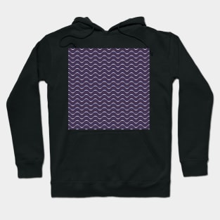 Dark Blue Black Wavy Lines Pattern Hoodie